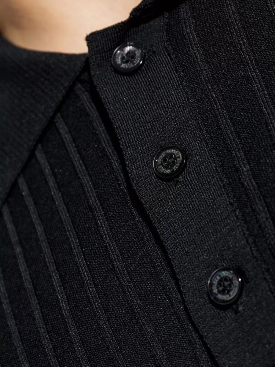 Golden Goose Giotto Rib Knit Polo Shirt Short Sleeves