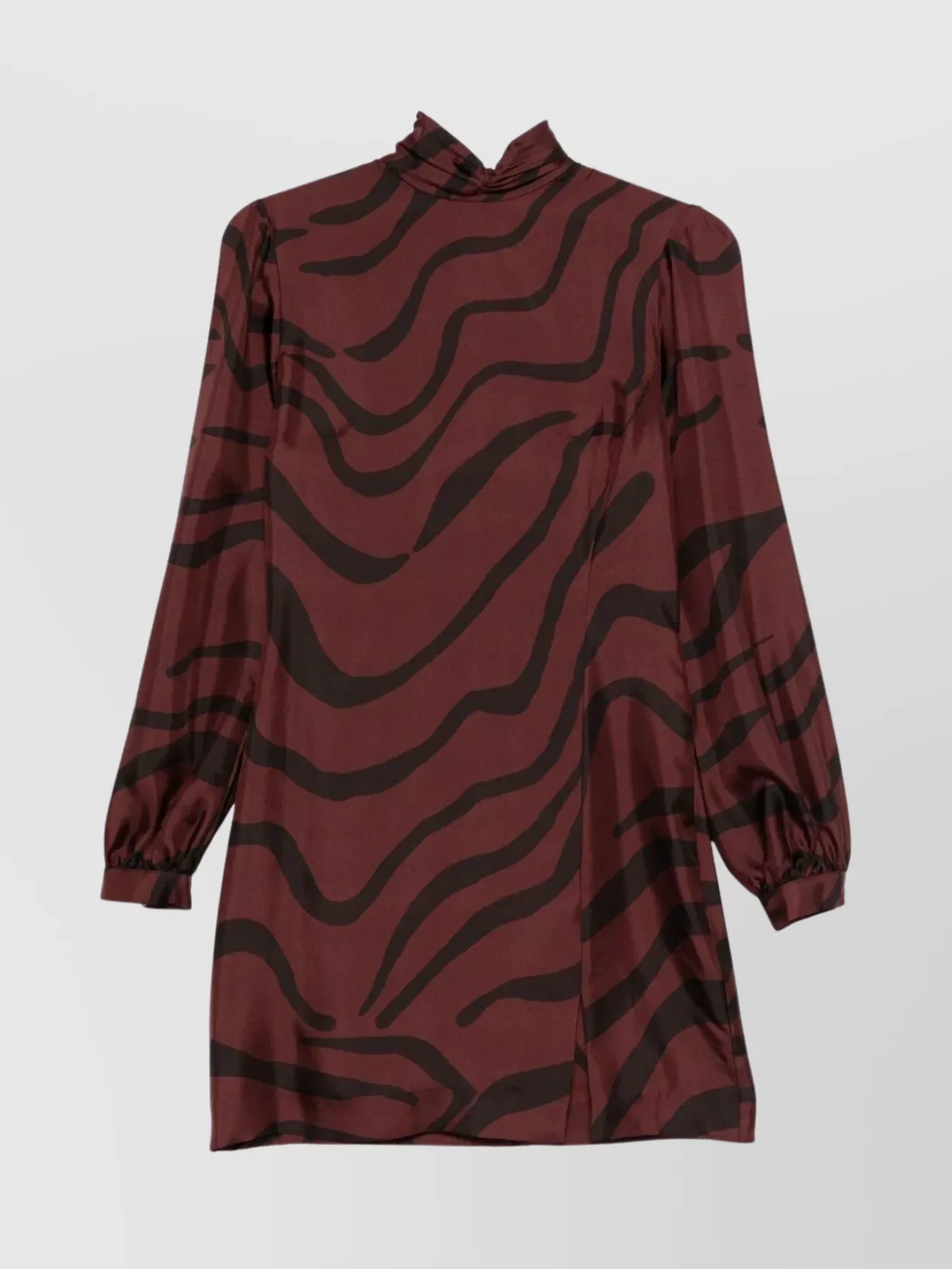 Raquel Diniz A-line Turtleneck Mini Dress With Long Sleeves In Brown