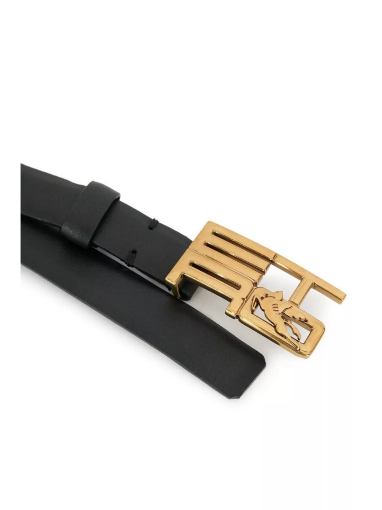 Etro Leather Belt With Adjustable Length And Golden Metal Buckle