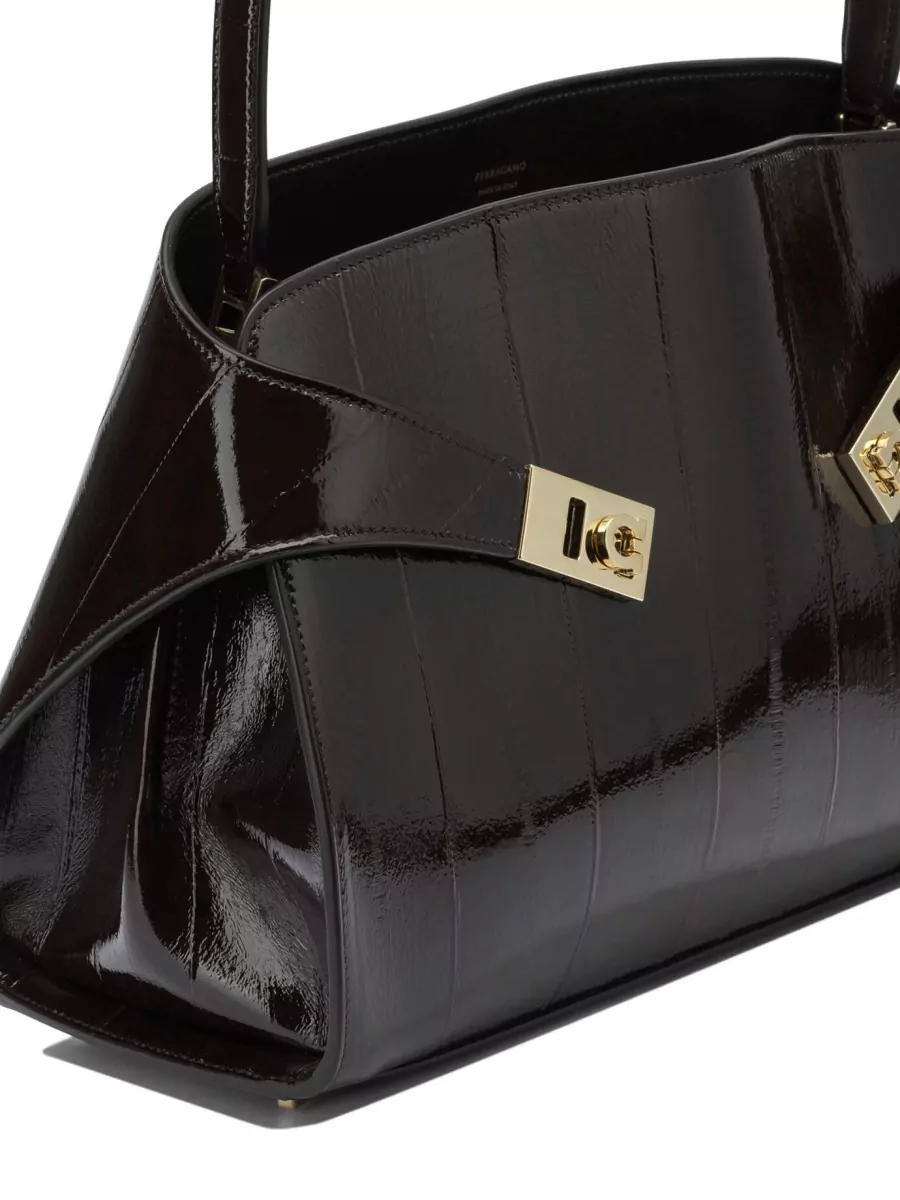 Ferragamo Shoulder Bag Structured Shape Glossy Finish