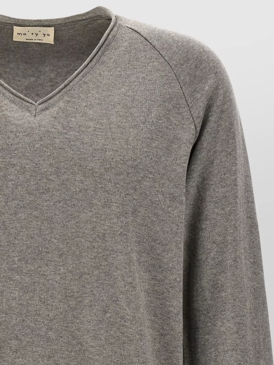 Ma'ry'ya Cotton V-Neck Long-Sleeve Jumper