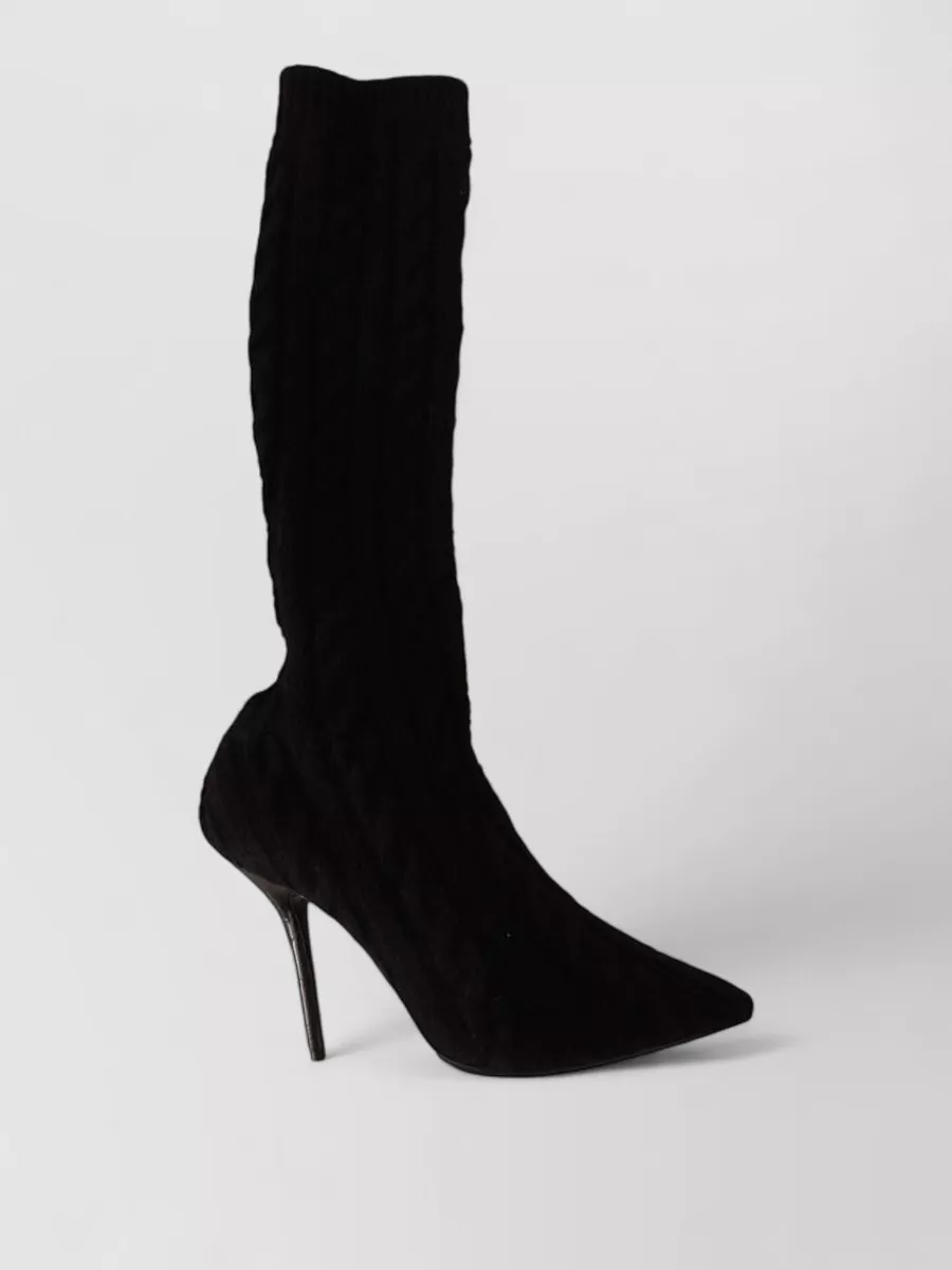 Dolce&Gabbana Cable-Knit Knee-High Sock Boots