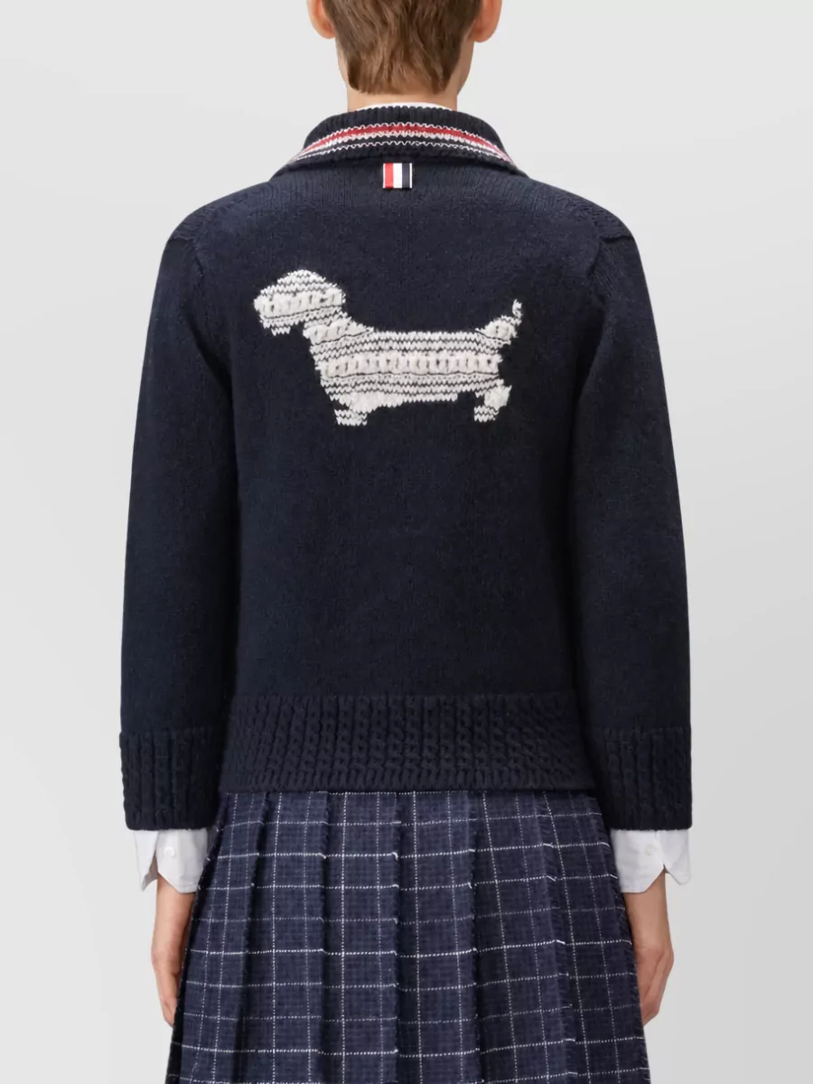 Thom Browne Wool Mohair Pointelle Knit Cardigan