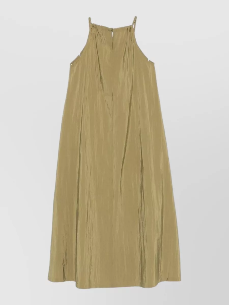 Emporio Armani Crinkled halterneck sleeveless midi dress