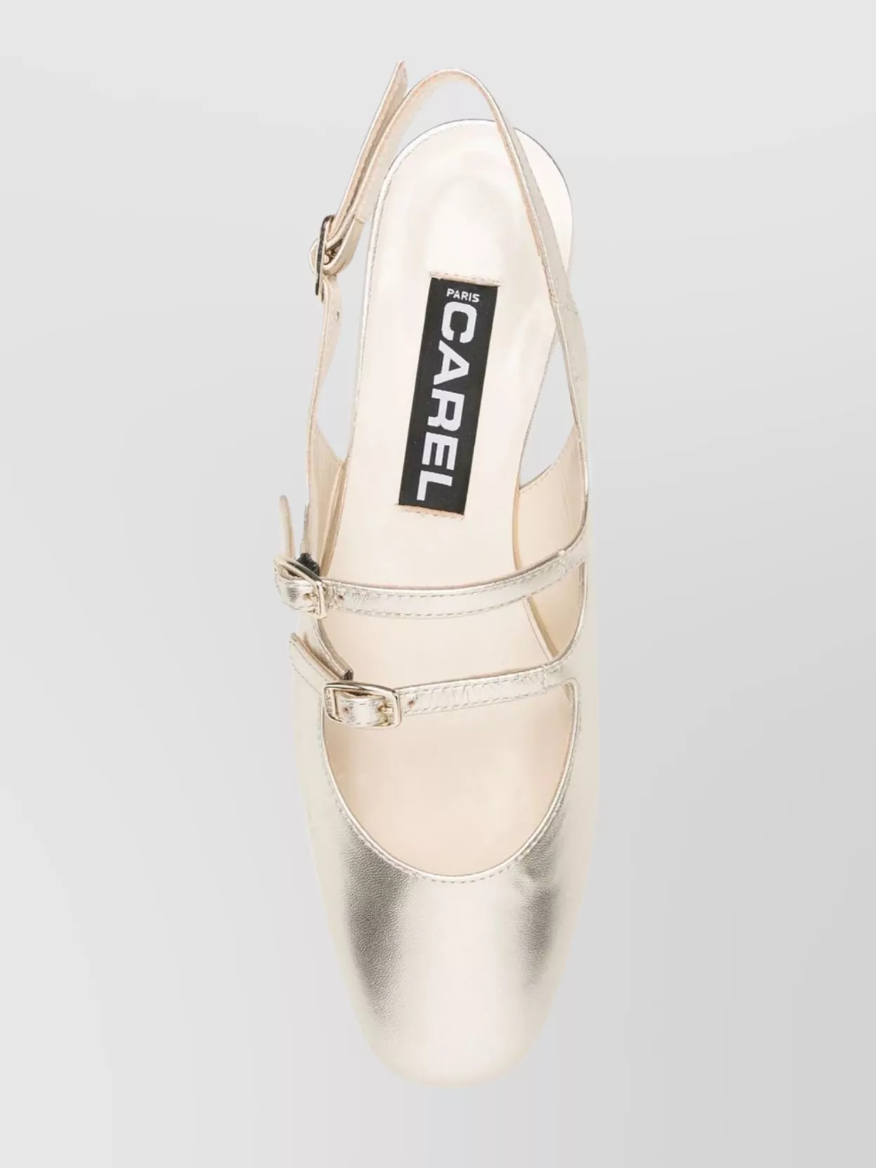 CAREL DOUBLE-STRAP LAMINATED LEATHER SANDALS