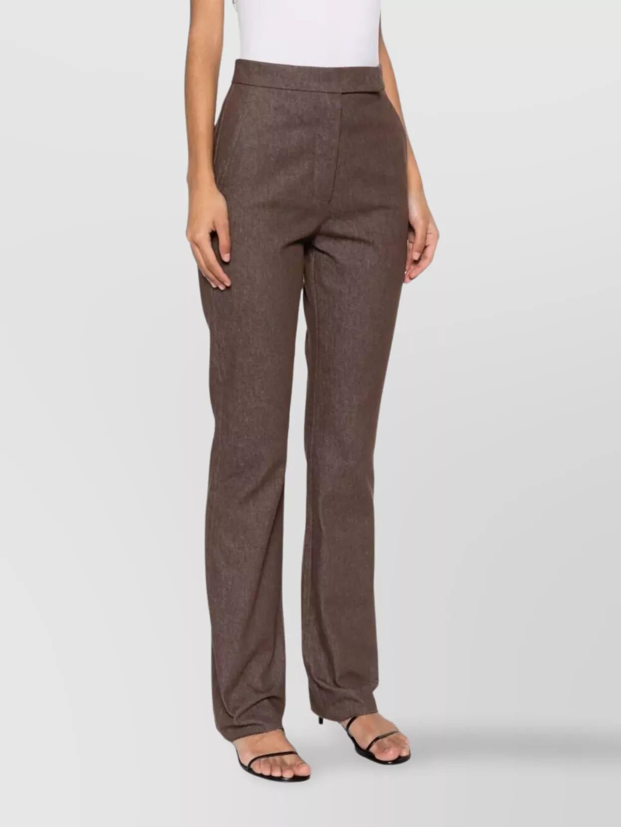 Max Mara Straight Leg Denim Trousers Pockets In Brown
