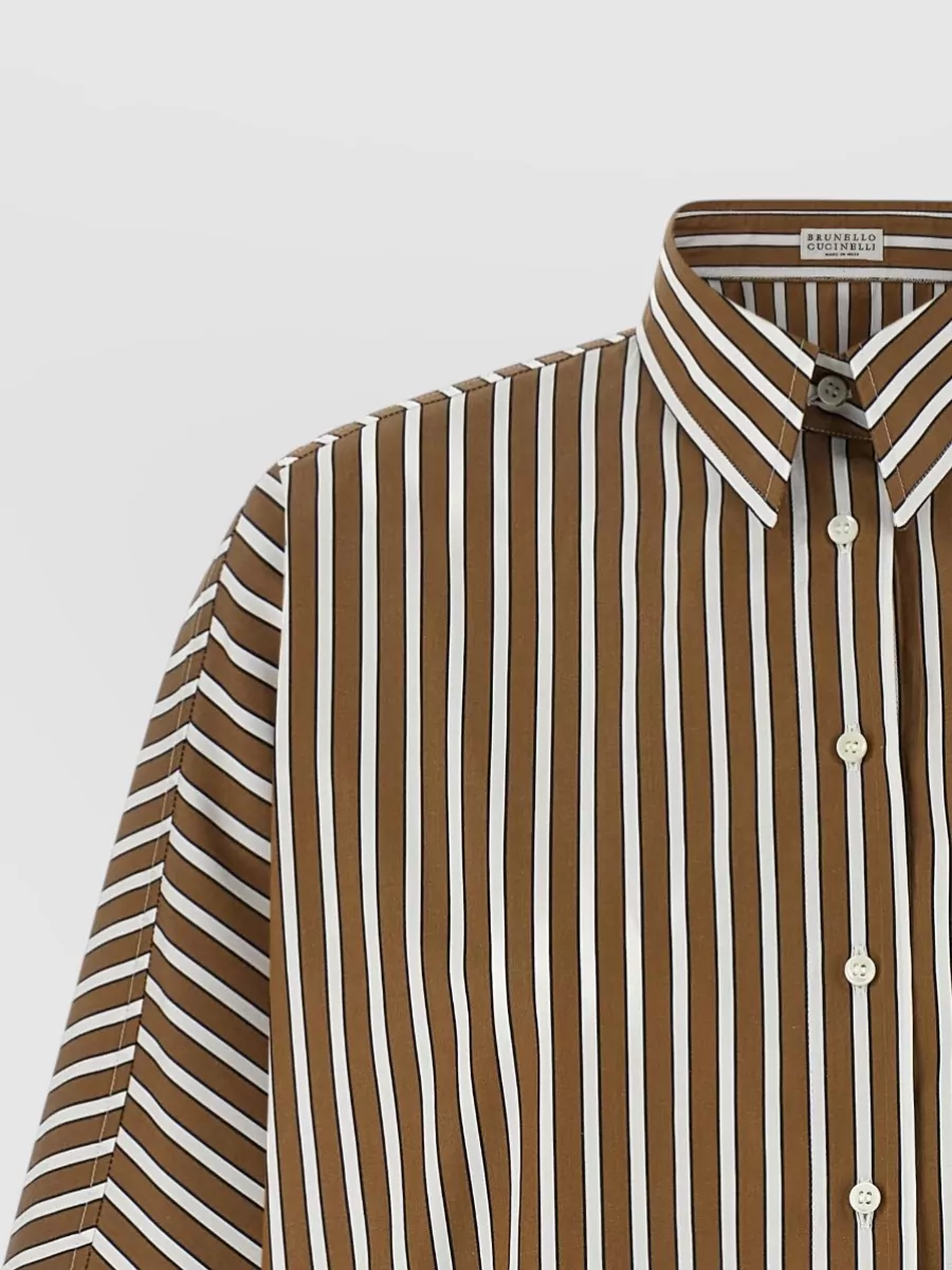 Brunello Cucinelli Monile Stripe Shirt Long Sleeve Collar