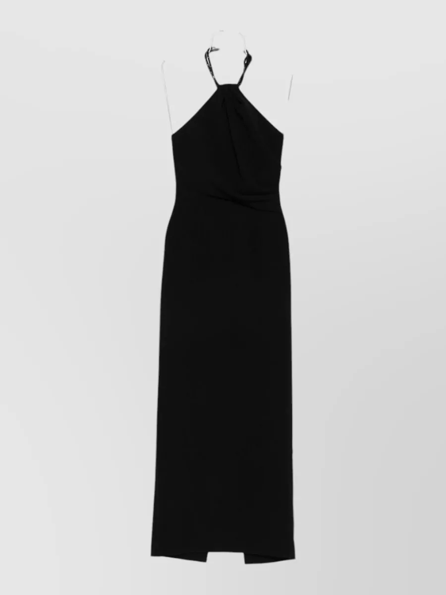 Solace London Beaded halterneck draped maxi dress