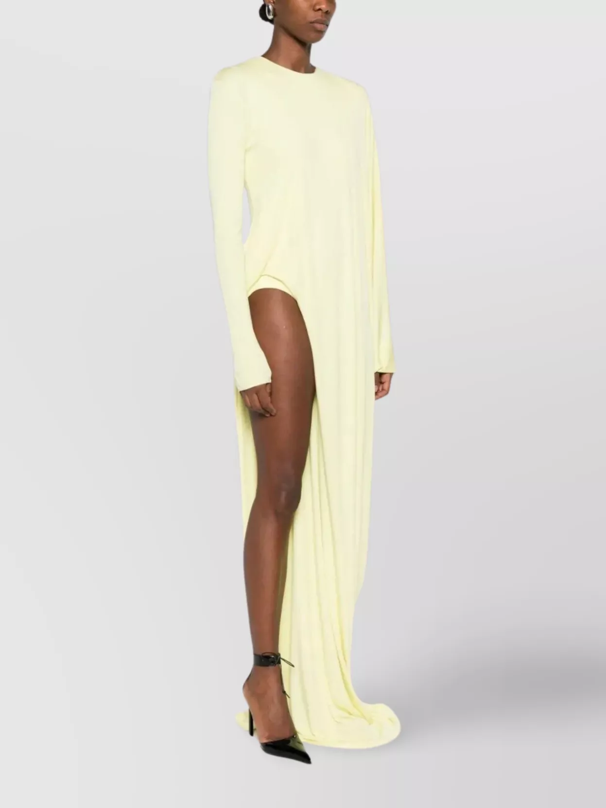 Tom Ford Long Sleeve Evening Gown With Asymmetric Hem