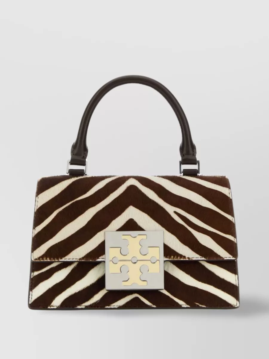 Shop Tory Burch Patterned Calfhair And Leather Tote In Multicoloured