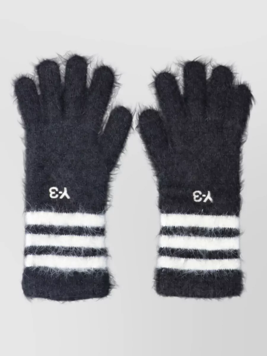 Y-3 striped knitted gloves