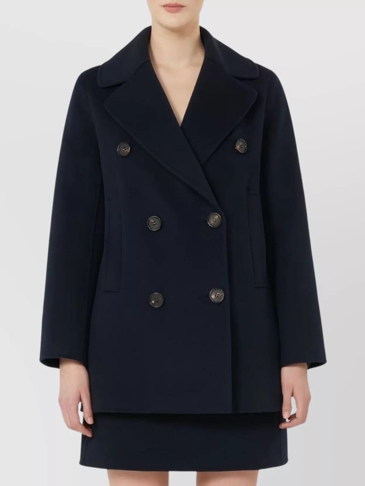 S Max Mara Back Belted Buttoned Double-Breasted Lapel Jacket