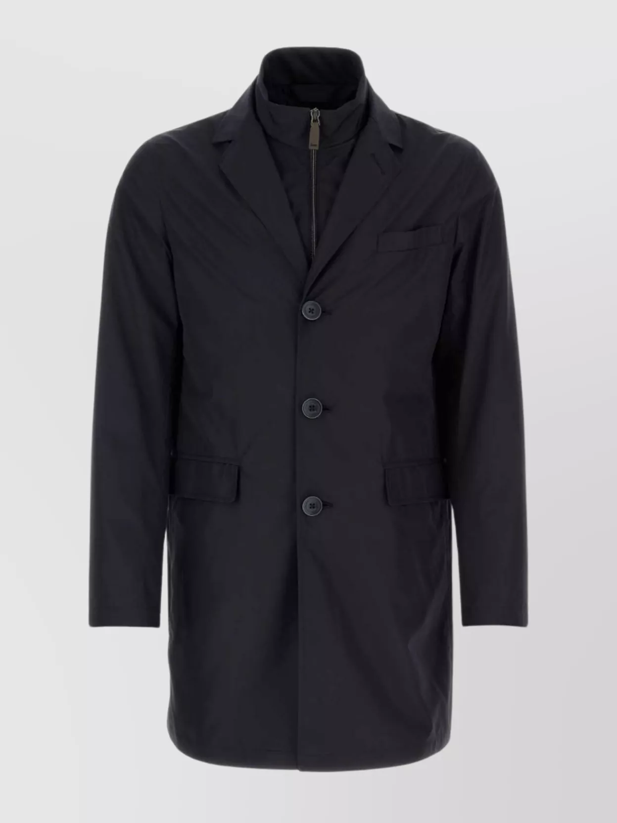 Shop Herno Polyester Raincoat With Back Vent And Multiple Pockets