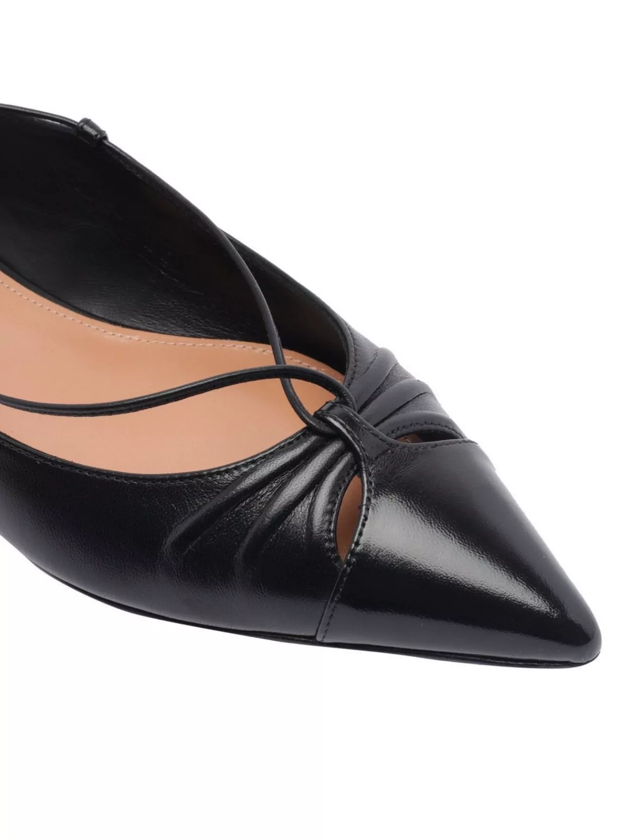 Aquazzura Cut-out Leather Ballerina Shoes With Gold Detail