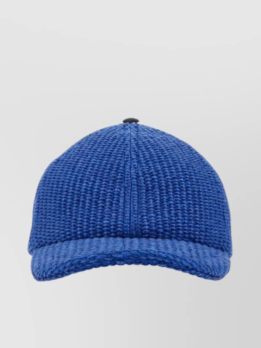 Shop Marni Raffia Textured Baseball Cap In Blue