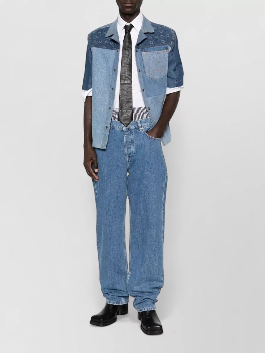 Marine Serre Logo Print Straight Leg Denim Jeans