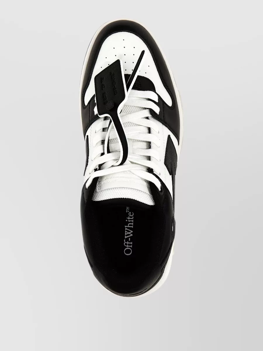 Off-White Calf Leather Paneled Low-Top Sneakers