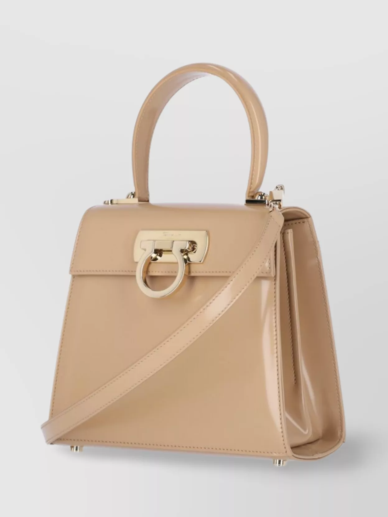 Ferragamo Metal Hardware Tote Bag With Shoulder Strap In Neutrals