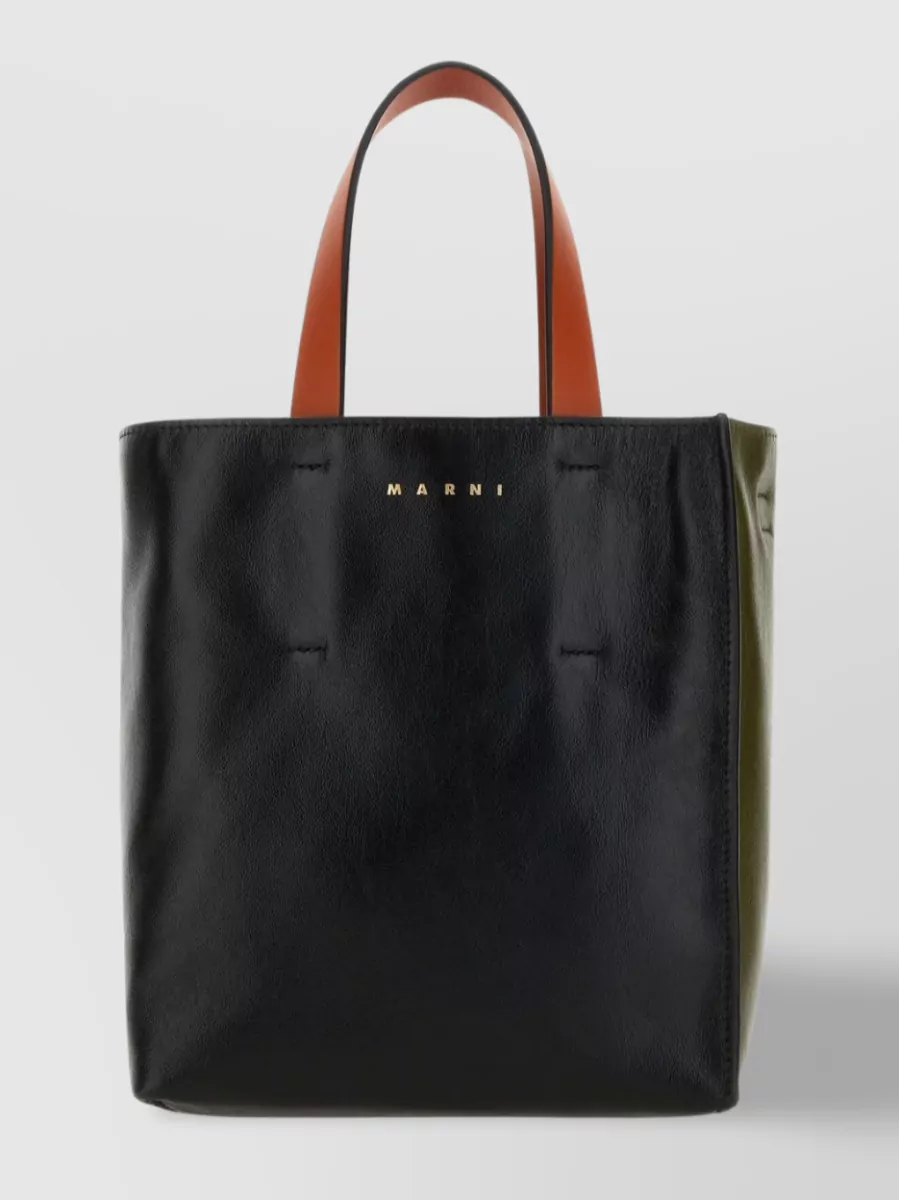 Shop Marni Versatile Leather Duo Bag In Black