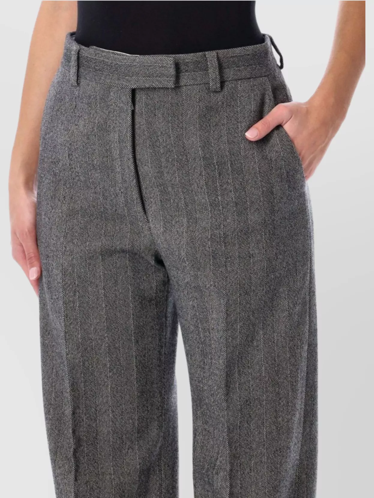 Ferragamo Trousers With Herringbone Pattern And Pockets