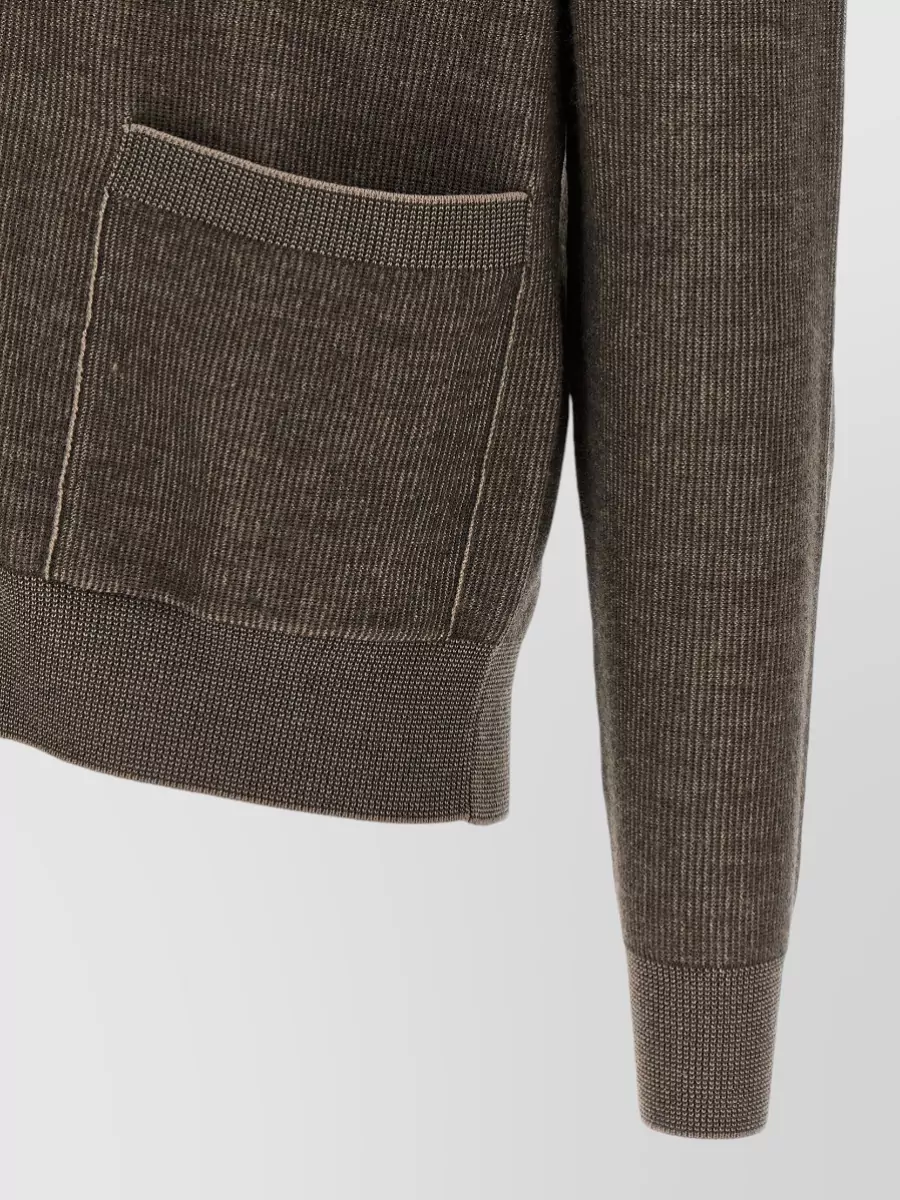 Brioni Cashmere Wool Shawl Neck Ribbed Cardigan
