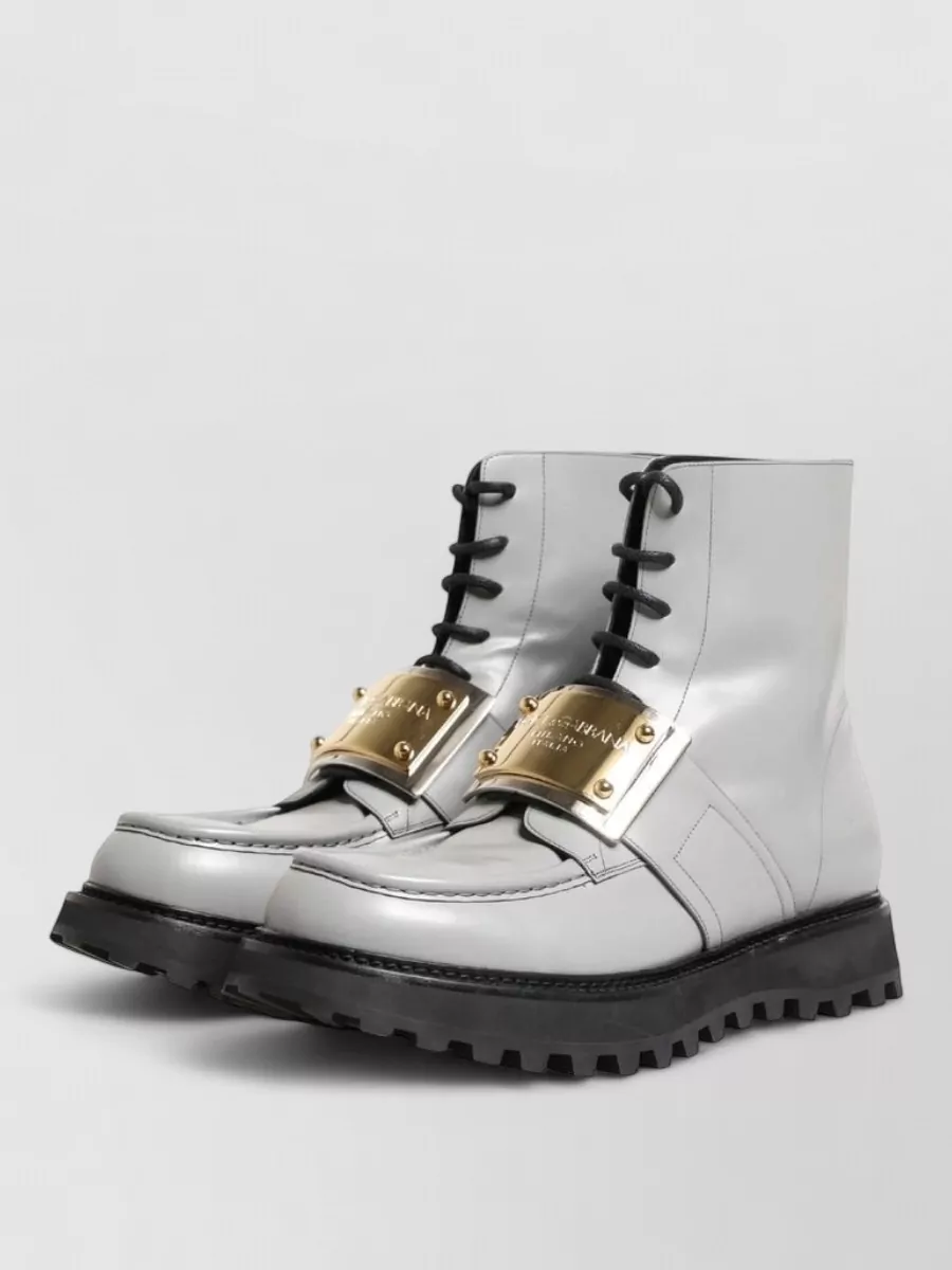 Dolce&Gabbana Leather Lace-Up Ankle Boots