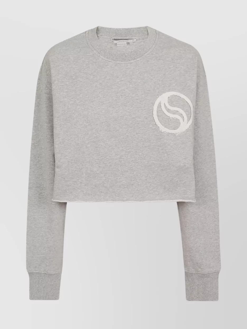 Shop Stella Mccartney Patch Logo Cropped Sweater In White
