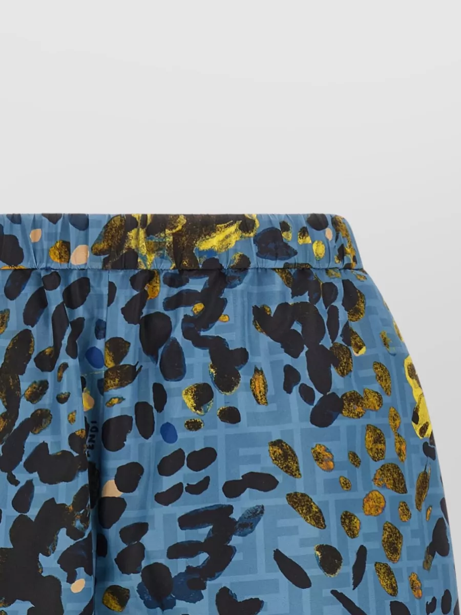 Fendi Falena Abstract Print Shorts Side Pockets