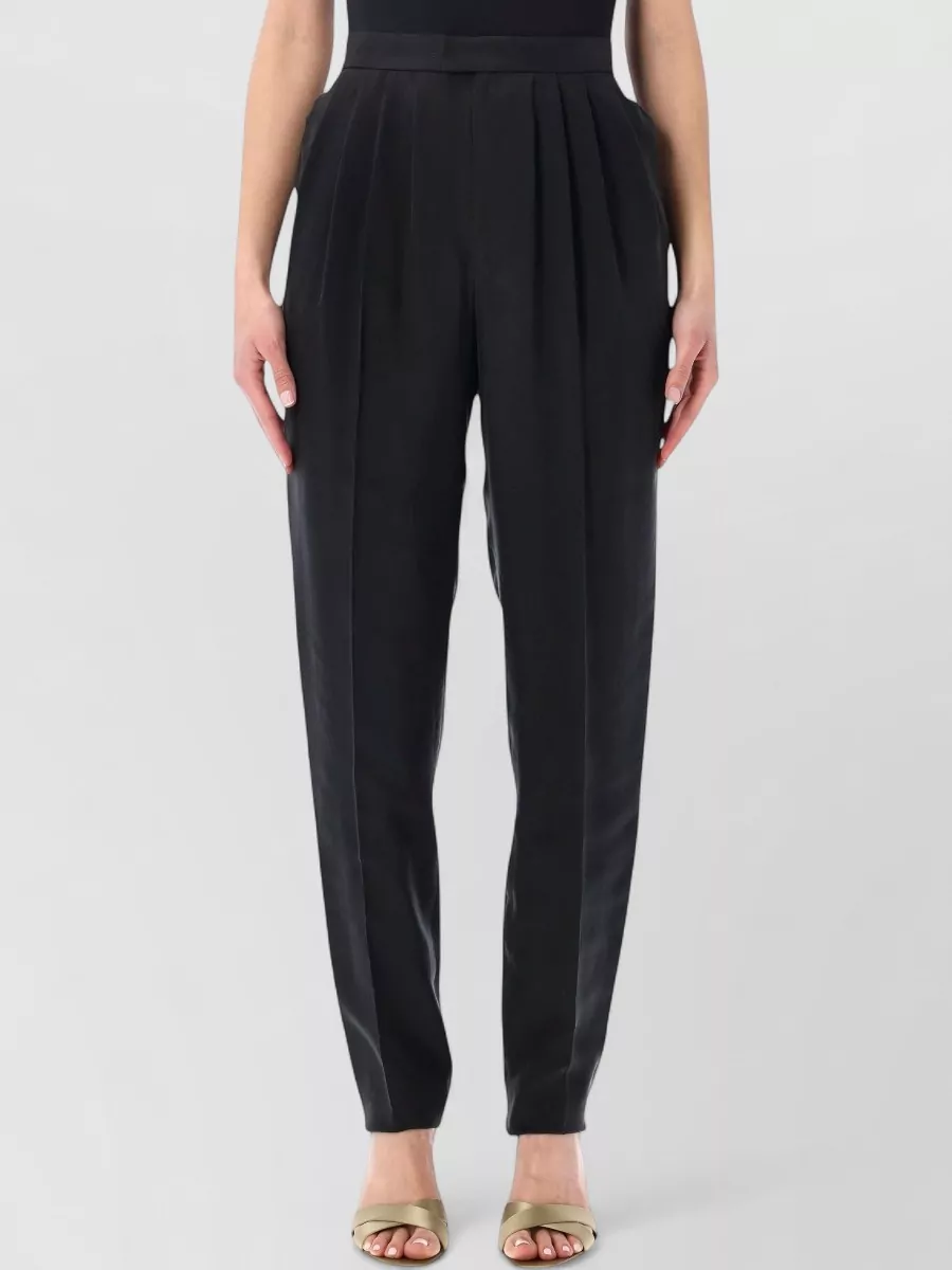 Saint Laurent silk high-rise straight-leg tailored trousers
