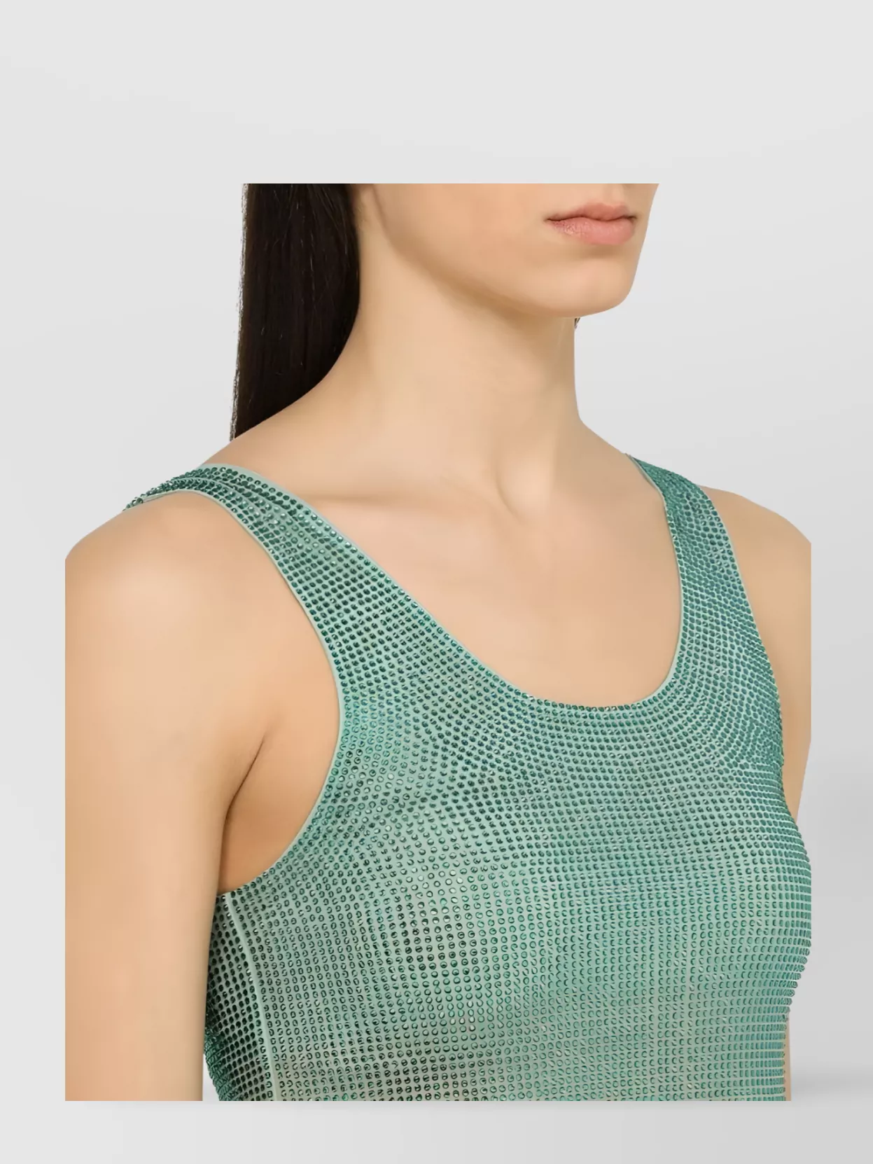 Giuseppe Di Morabito Mesh Sleeveless Top Shimmering Finish In Green