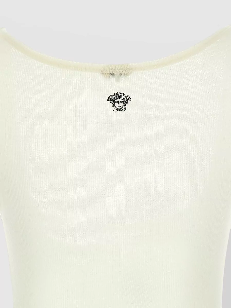 Versace La Medusa Scoop Neck Ribbed Top
