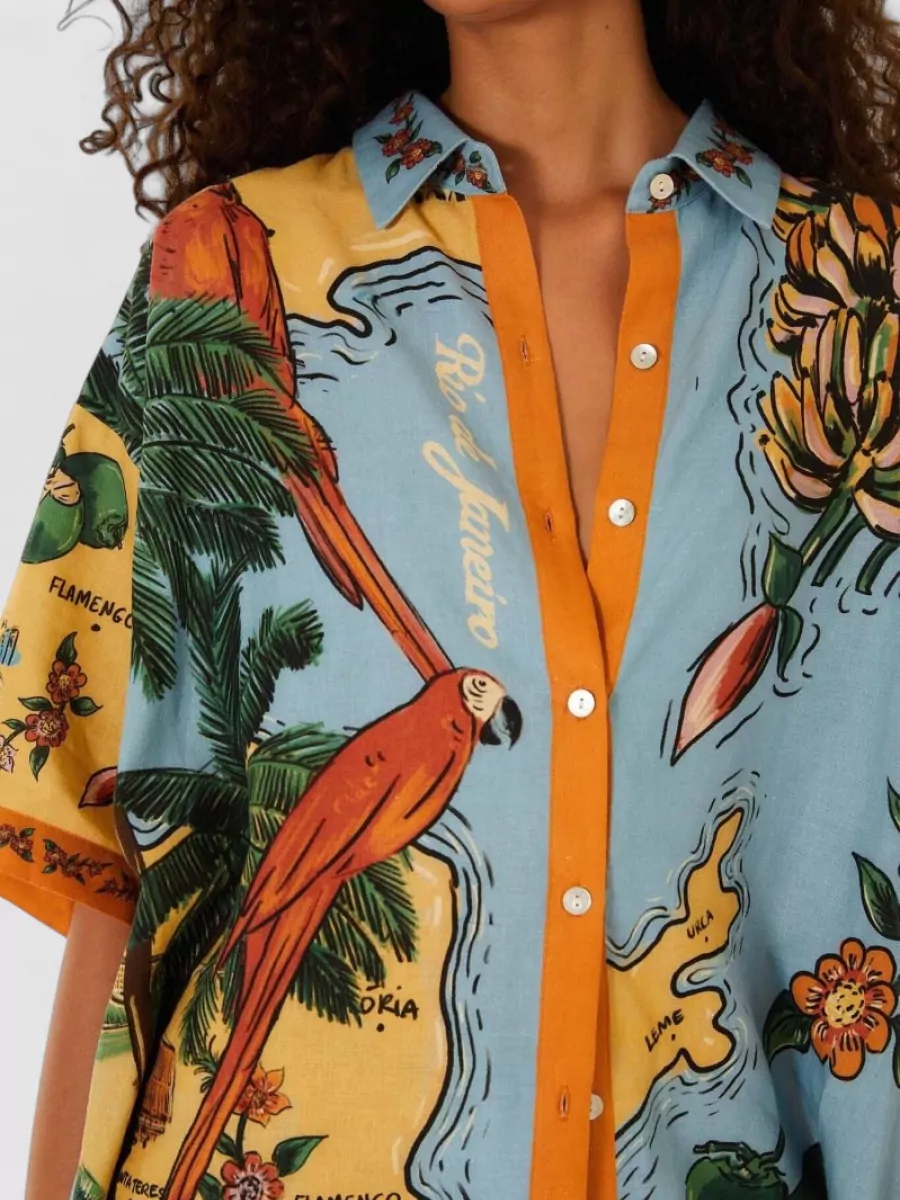 Farm Rio Printed Short-Sleeve Beach Shirt