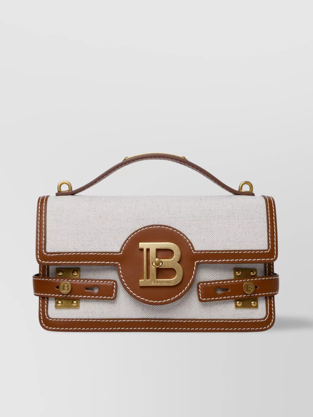 Shop Balmain 'b-buzz 24' Leather And Fabric Shoulder Bag