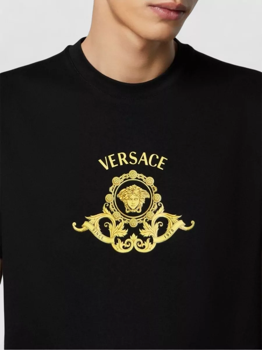 Versace Short Sleeve Crew Neck Nylon Silk Top