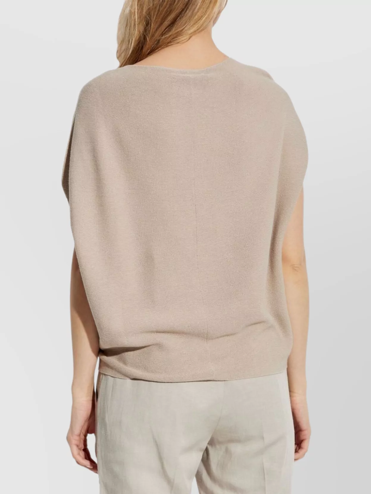 Shop Emporio Armani Knit Top Crew Neck Short Sleeves
