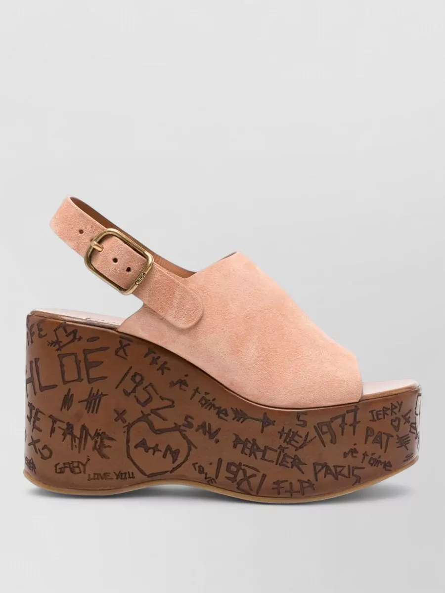 Chloé Maxime Suede Slingback Platform Mules In Multi