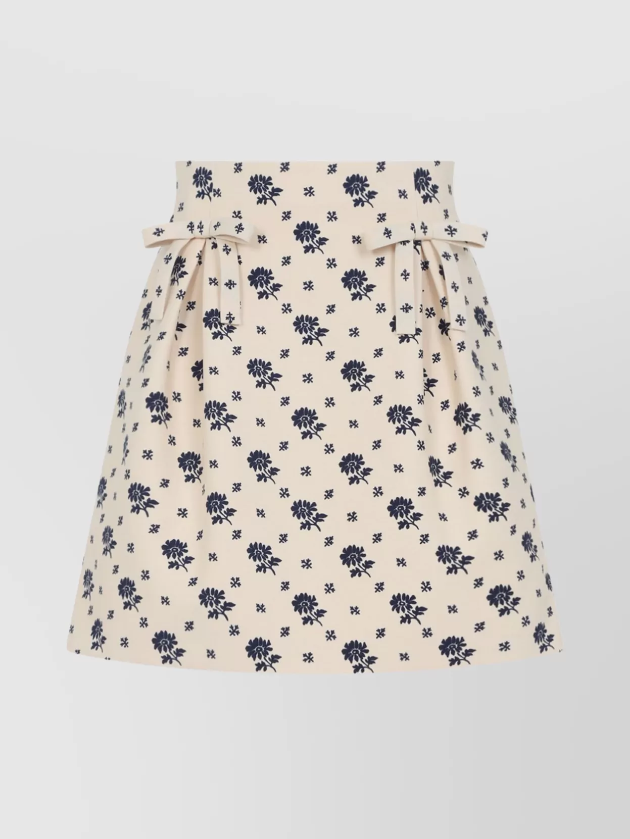 Shop Valentino Flared Wool Mini Skirt With Bow