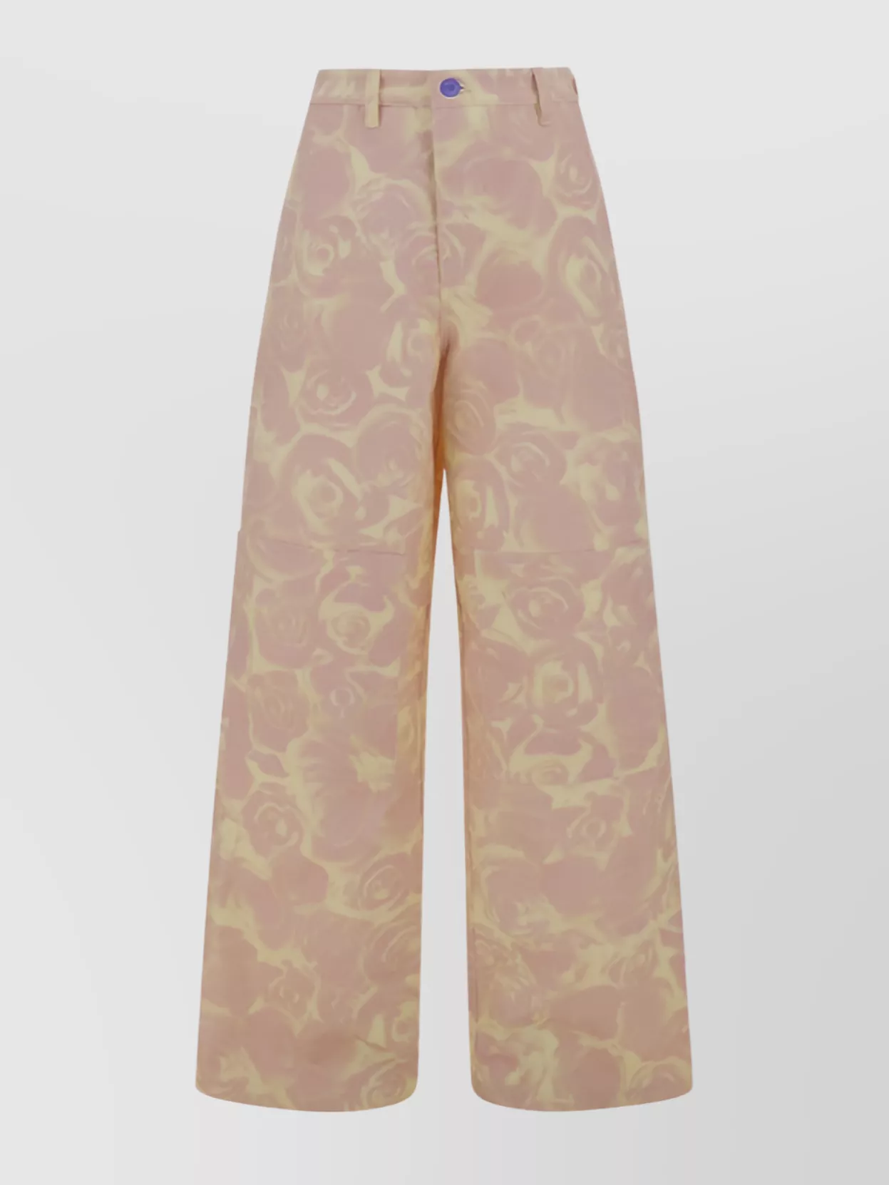 Shop Burberry Floral Print Denim Trousers