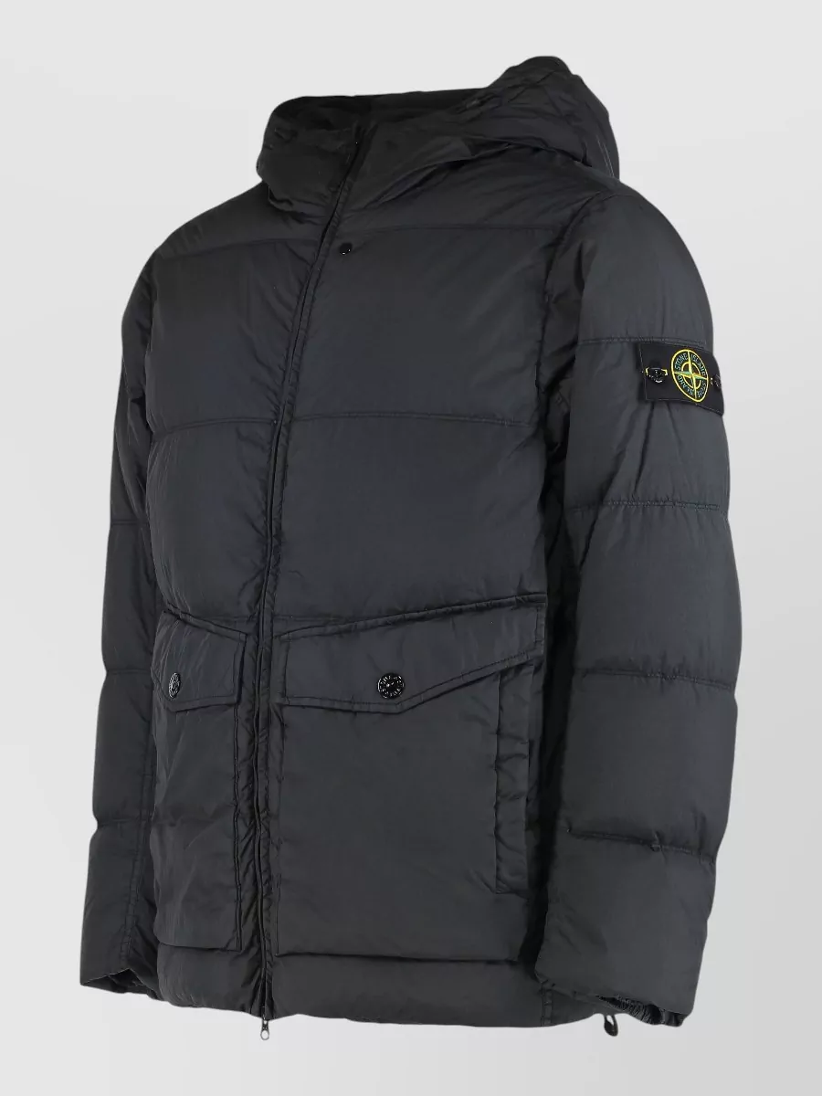 Stone Island Hooded Puffer Jacket Featuring Quilted Design
