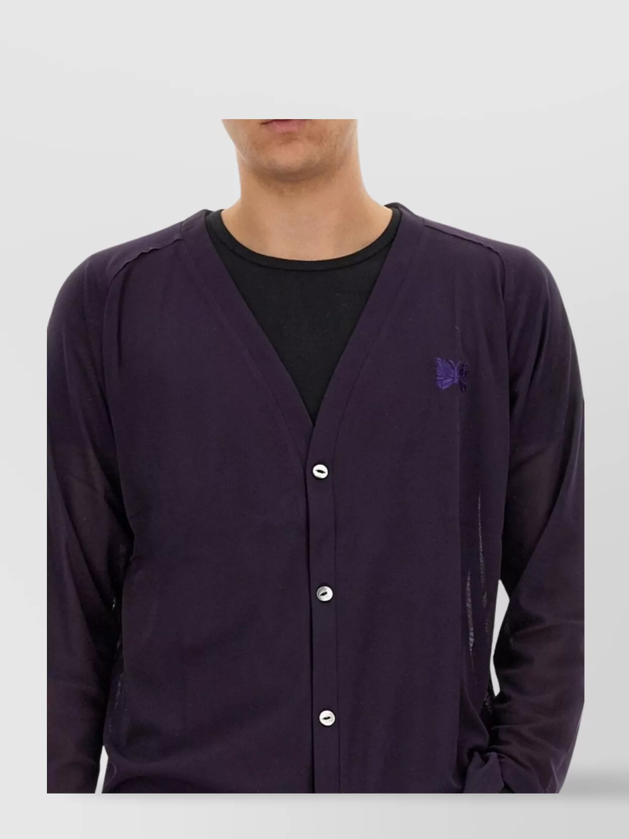 NEEDLES OVERSIZED V-NECK SHEER FABRIC CARDIGAN 