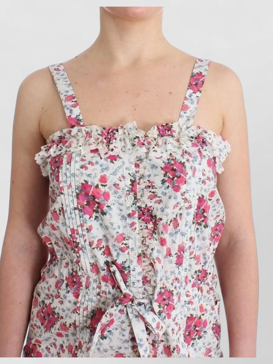 Ermanno Scervino Cotton Floral-Print Sleeveless Mini Dress