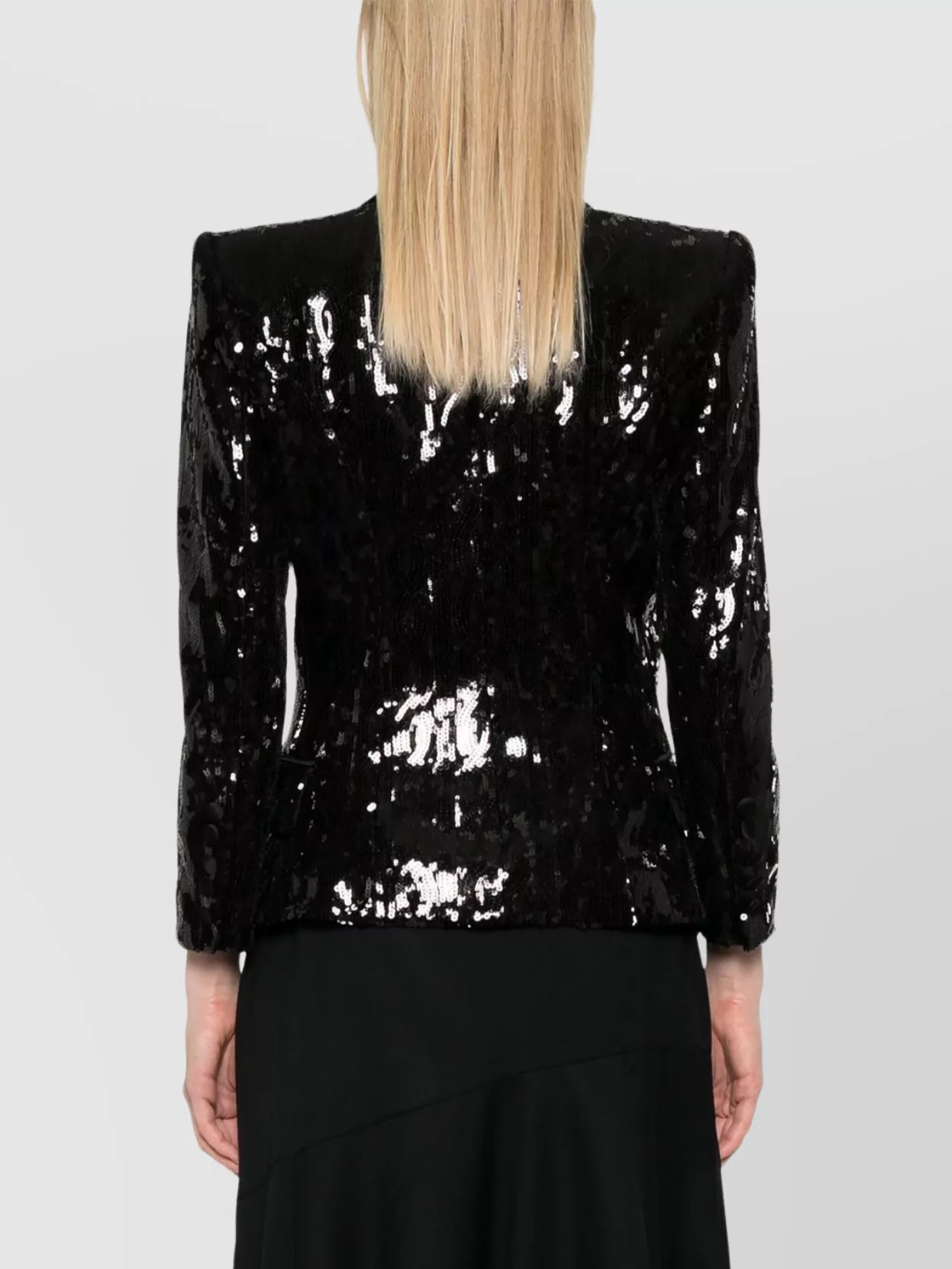 Balmain Glitter V-neck Tailored Jacket In Black