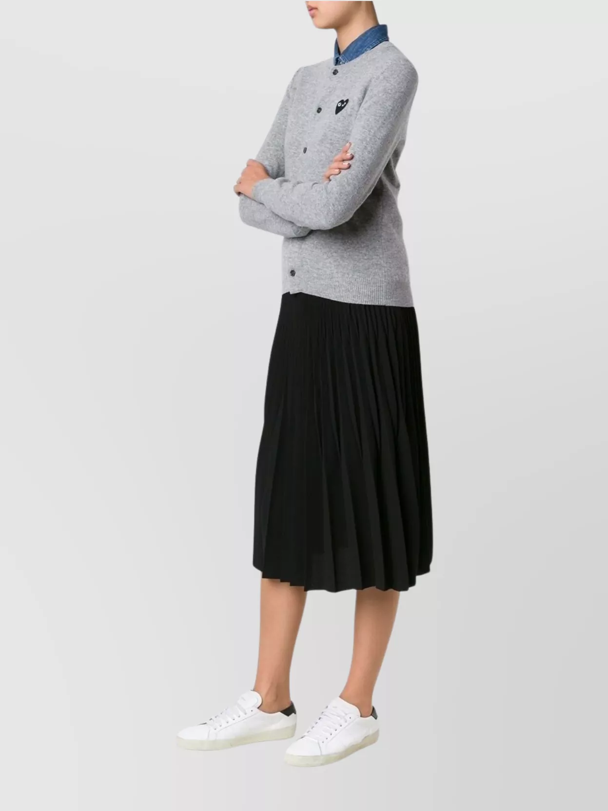 Comme Des Garçons Almond-Eyed Heart Wool Cardigan
