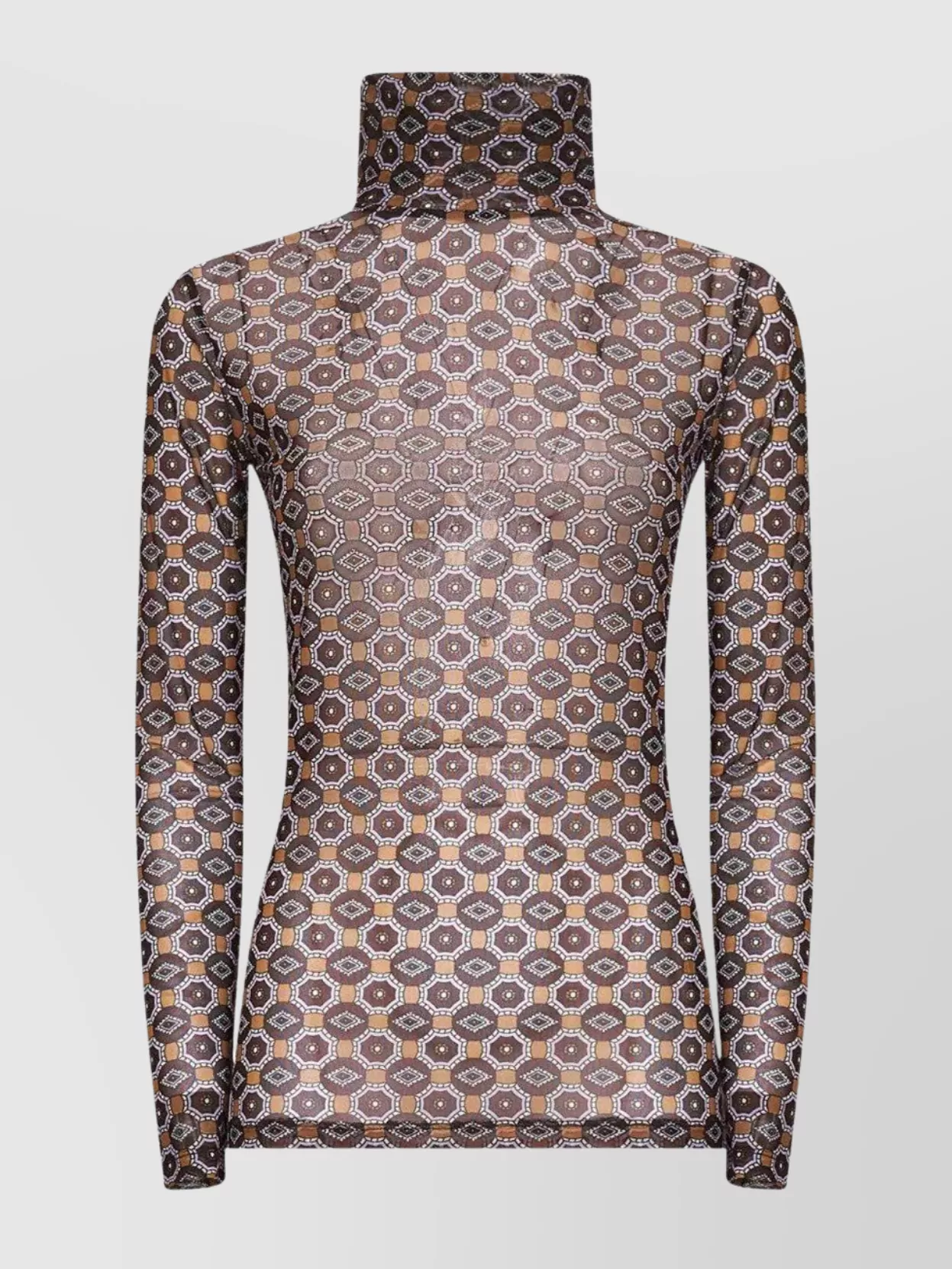 Dries Van Noten High Neck Mesh Top With Mini Tie Print