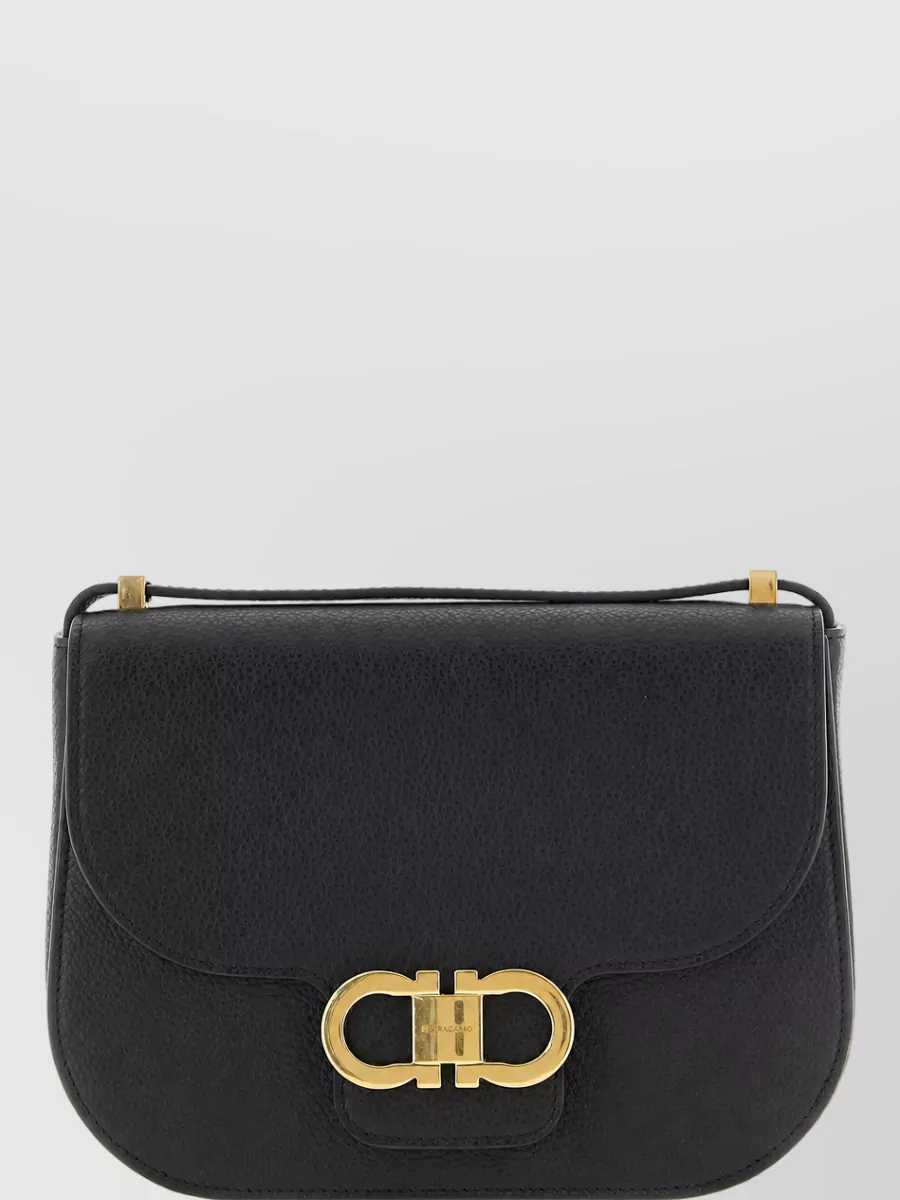Ferragamo gancini calfskin leather clutch bag