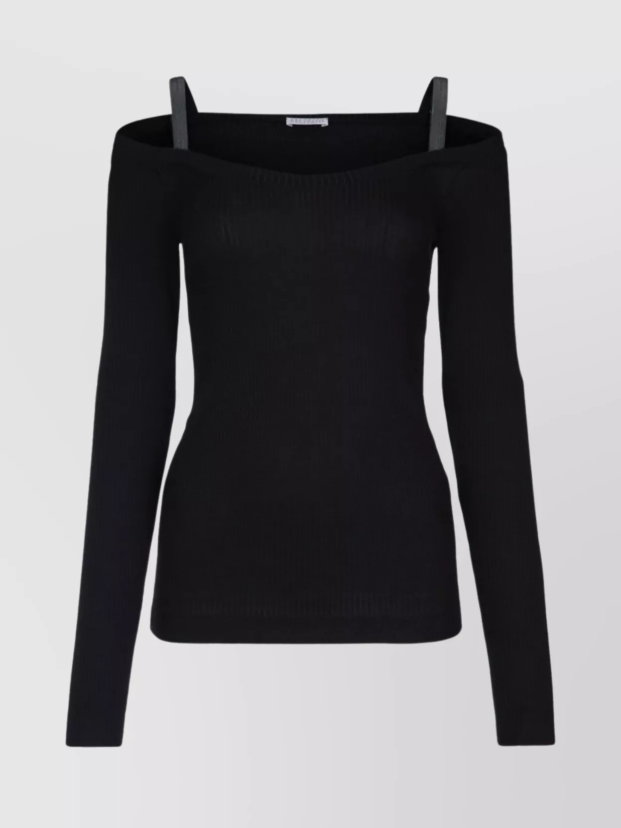 Brunello Cucinelli Ribbed Texture Off-the-shoulder Long Sleeves Top