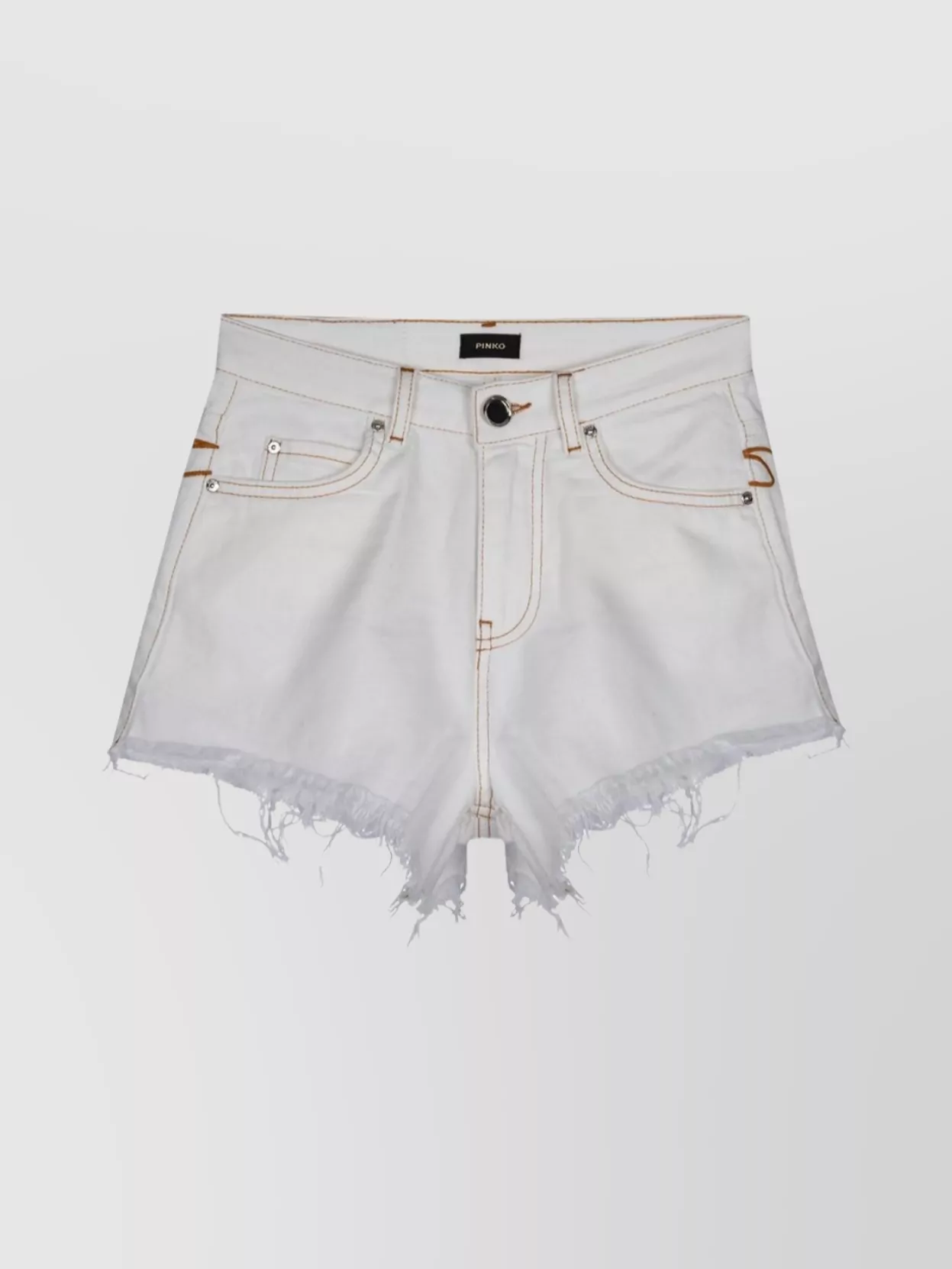 Shop Pinko Belted Stitched Shorts Frayed Hem