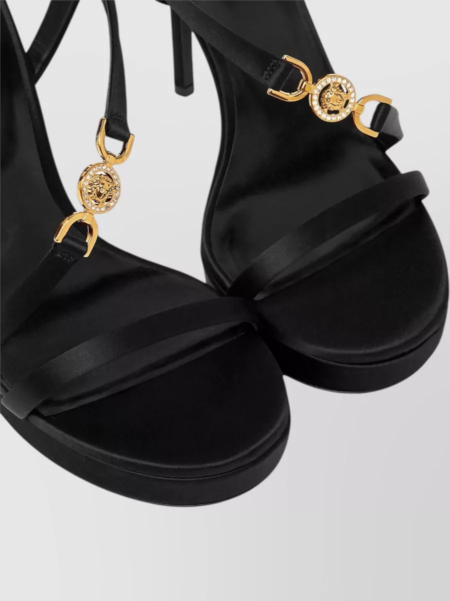 Versace Crystal Embellished Satin Platform Sandals