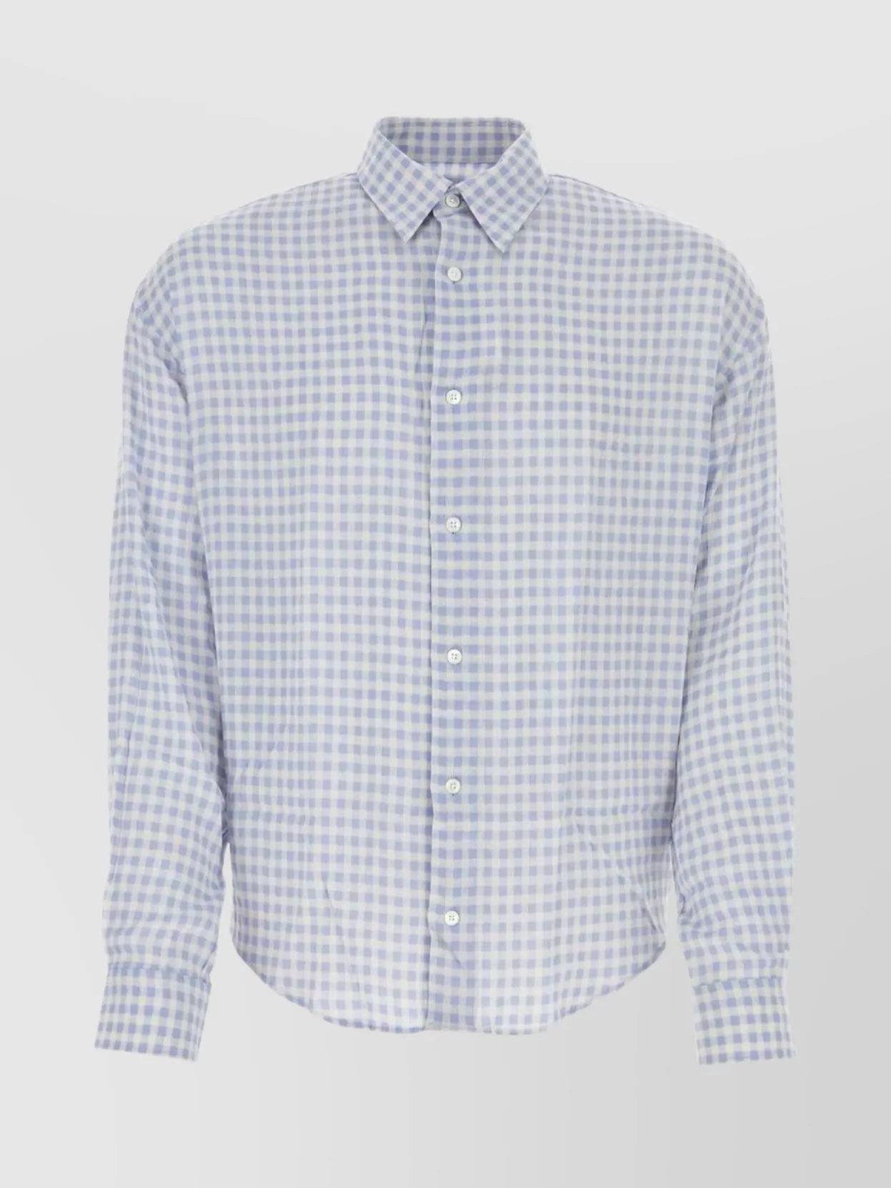 Shop Ami Alexandre Mattiussi Viscose Shirt With Embroidered Checkered Pattern
