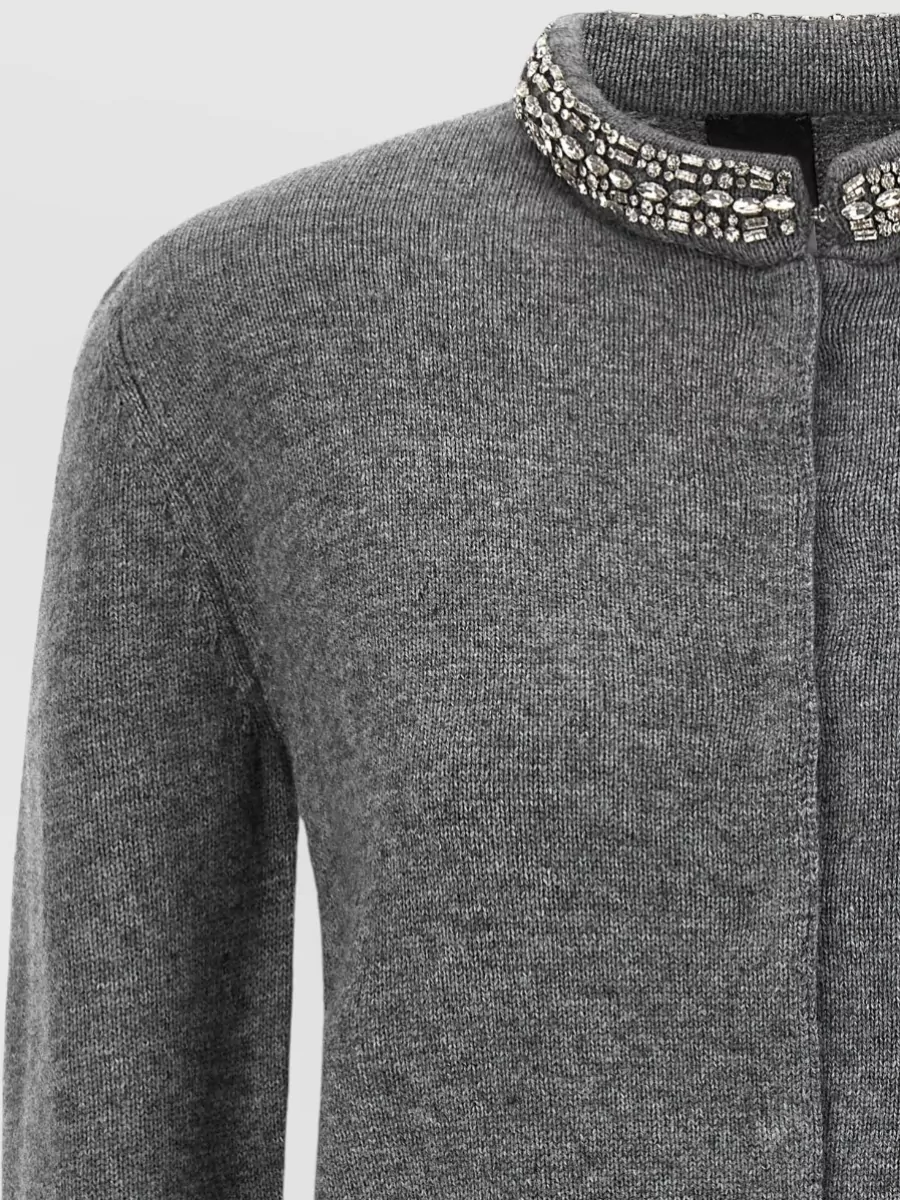 Pinko Cashmere-Blend Slim-Fit Embellished-Collar Cardigan